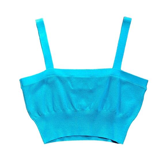 Victor Glemaud Cropped Knit Cami Top, Blue, Large - Picture 5 of 7